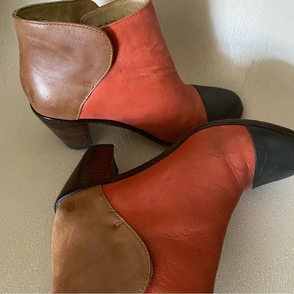 Wolverine 1000 Mile Samantha Pleet Orange Tan Black Leather ankle Boot 7.5m - Picture 8 of 10